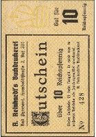10 Reichspfennig A. Reinhardt, Bad Pyrmont A. Reinhardt's Buchdruckerei Pyrmont Serienschein averssmall.jpg