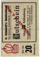 20 Reichspfennig A. Reinhardt, Bad Pyrmont A. Reinhardt's Buchdruckerei Pyrmont Serienschein reverssmall.jpg